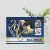 2016 Gouden Varsity Stripe Afstuderen TRI Foto Bla Kaart (Staand voorkant)