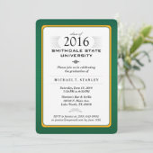 2016 Green & Gold Formal Graduation Party Invite Kaart (Staand voorkant)