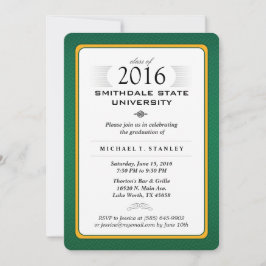 2016 Green & Gold Formal Graduation Party Invite Kaart