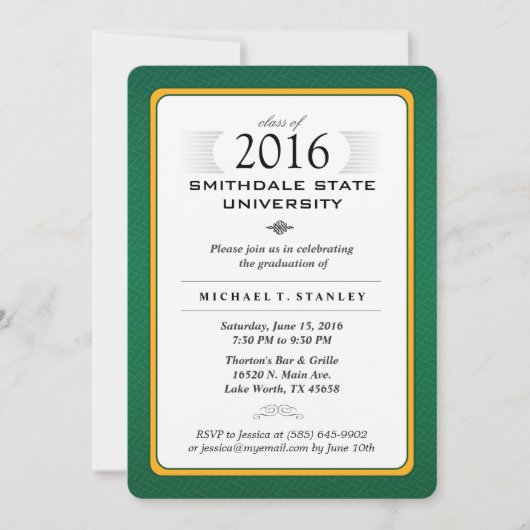 2016 Green & Gold Formal Graduation Party Invite Kaart (Voorkant)