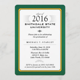 2016 Green & Gold Formal Graduation Party Invite Kaart