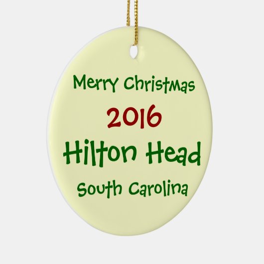 2016 HILTON HEAD ZUID CAROLINA CHRISTMAS ORNAMENT (Rechts)