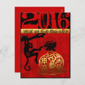 2016 Jaar van de Aap Chinees Nieuwjaar Feestdagenkaart (Voorkant / Achterkant)