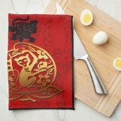 2016 Jaar van het belangrijkste Chinese nieuwjaar Theedoek (Quarter Fold)