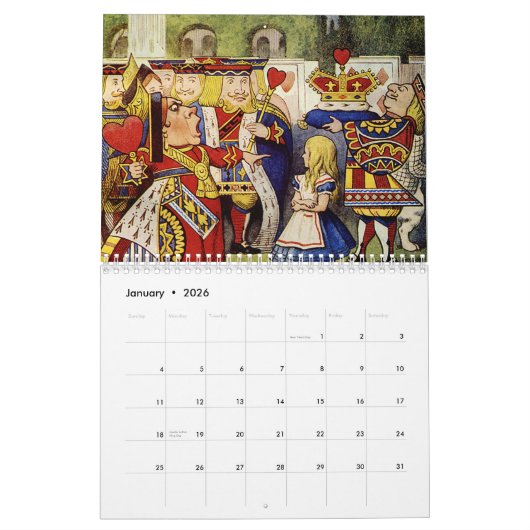 2016 Middelgrote Alice in het Wonderland-kalender Kalender (Jan 2026)