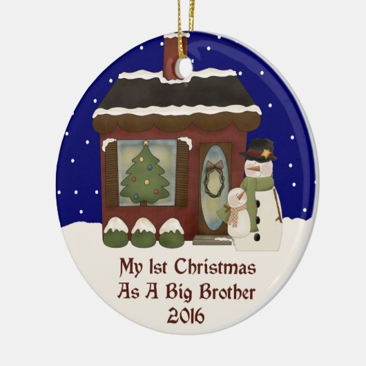 2016 Mijn eerste Kerstmis als Big Brother Keramisch Ornament (Links)