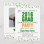 2016 Moderne afstudeerfeestuitnodiging - Groen Kaart (Voorkant / Achterkant)