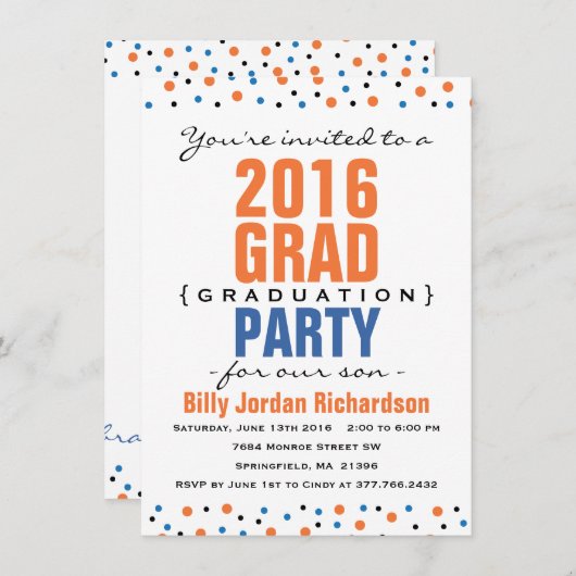 2016 Moderne afstudeerfeestuitnodiging - Sinaasapp Kaart (Voorkant / Achterkant)