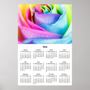 2016 Muurkalender Regenboog Roos Poster