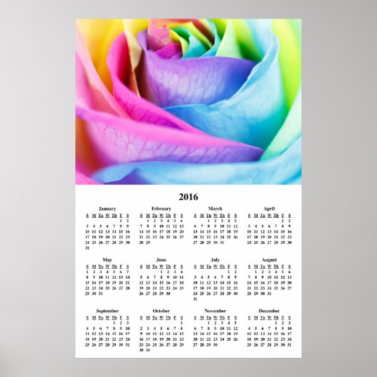 2016 Muurkalender Regenboog Roos Poster (Voorkant)