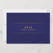 2016 Navy Blue & Gold Ticket Afstuderen Invitation Kaart (Achterkant)