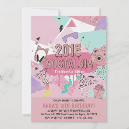 2016 Nostalgie Glow-Up Verjaardagsuitnodiging Kaart