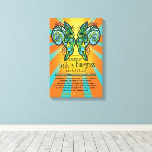 2016 Pagosa Folk 'N Bluegrass Poster Canvas Afdruk (Insitu (Houten vloer))