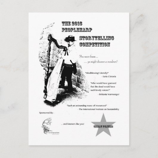 2016 PeopleHarp Storytell Competition Briefkaart (Voorkant)