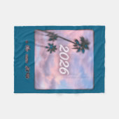 2016 Retro Illustratie Palmboom Zonsondergang Fleece Deken (Voorkant (Horizontaal))