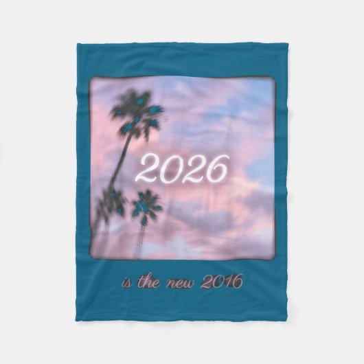 2016 Retro Illustratie Palmboom Zonsondergang Fleece Deken (Voorkant)