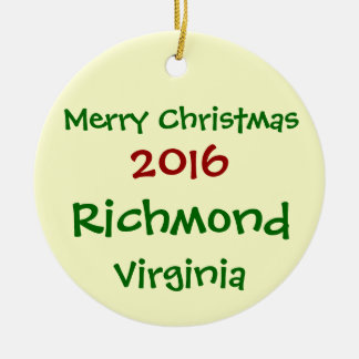 2016 RICHMOND VIRGINIA MERRY CHRISTMAS ORNAMENT