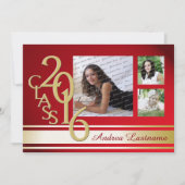 2016 Rood Goud Varsity Stripe Afstuderen TRI Foto Kaart (Voorkant)