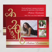 2016 Rood Goud Varsity Stripe Afstuderen TRI Foto Kaart (Voorkant / Achterkant)