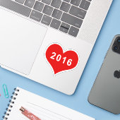 2016 Rood Hart Vinyl Sticker (Laptop met iPhone)
