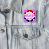 2016 Roze q. Munten onthullen hillary voor Preside Vierkante Button 5,1 Cm (In situ)