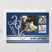 2016 Silver Varsity Stripe Afstuderen TRI Foto Bla Kaart (Voorkant)