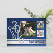 2016 Silver Varsity Stripe Afstuderen TRI Foto Bla Kaart (Staand voorkant)