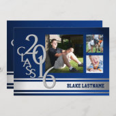 2016 Silver Varsity Stripe Afstuderen TRI Foto Bla Kaart (Voorkant / Achterkant)