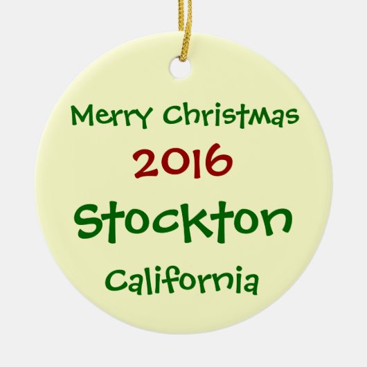 2016 STOCKTON CALIFORNIA MERRY CHRISTMAS ORNAMENT (Voorkant)