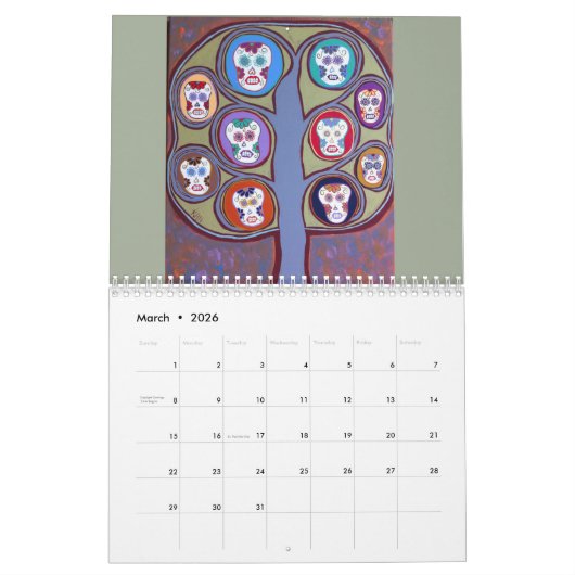 2016 Sugar Skull Day of the dode Calendar Kalender (Mar 2026)
