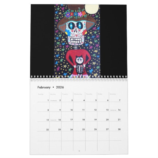 2016 Sugar Skull Day of the dode Calendar Kalender (Feb 2026)