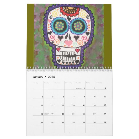 2016 Sugar Skull Day of the dode Calendar Kalender (Jan 2026)