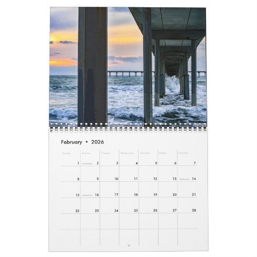 2016 Zonsondergangen en strand Life Calendar Kalender (Feb 2026)