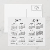 2017-2018 Schooljaar Witte Rookkalender door Janz Briefkaart (Voorkant / Achterkant)
