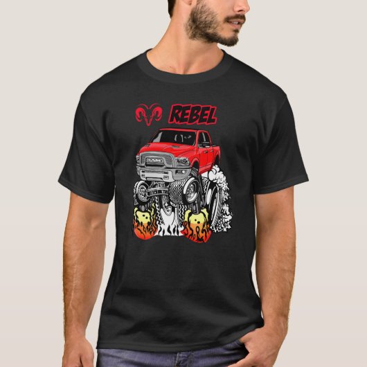 2017-20 Ram Rebel Pickup Truck Cartoon T-shirt (Voorkant)
