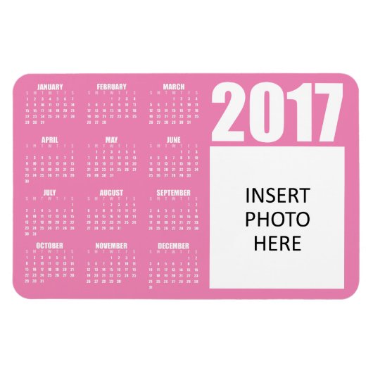 2017 Aangepast fotokalender Magnet - Licht Roze Magneet (Horizontaal)