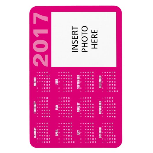 2017 Aangepaste fotokalender Magnet - Hete roze Magneet (Verticaal)