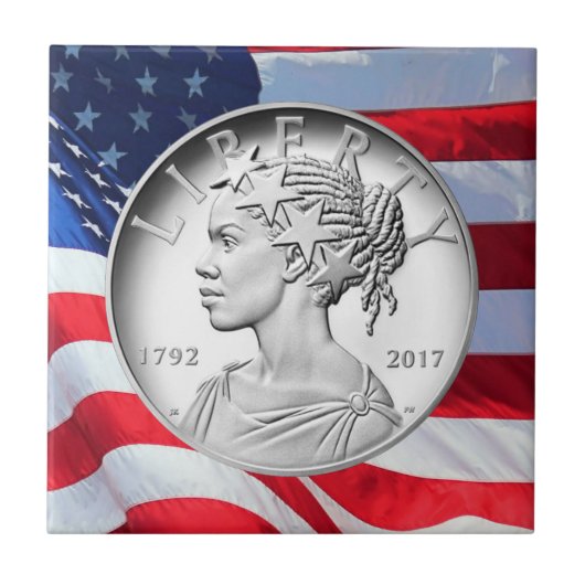 2017 American Liberty 225th Jubileum Silver Tegeltje (Voorkant)