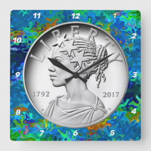 2017 American Liberty Silver Coin   Vierkante Klok