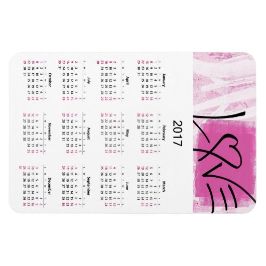 2017 Calendar Pink Love Magneet (Horizontaal)