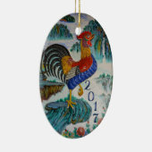 2017 Chinees jaar van de Rooster, optionele foto Keramisch Ornament (Rechts)