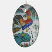 2017 Chinees jaar van de Rooster, optionele foto Keramisch Ornament (Links)