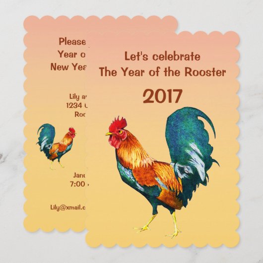 2017 Chinees nieuwjaar van de uitnodiging tot het  (Voorkant / Achterkant)