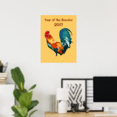 2017 Chinees nieuwjaar van het Rode Rooster-Poster Poster (Thuiskantoor)