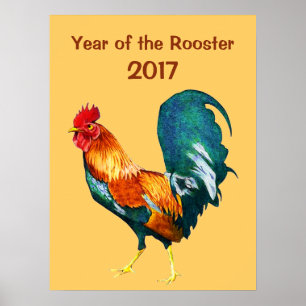 2017 Chinees nieuwjaar van het Rode Rooster-Poster Poster