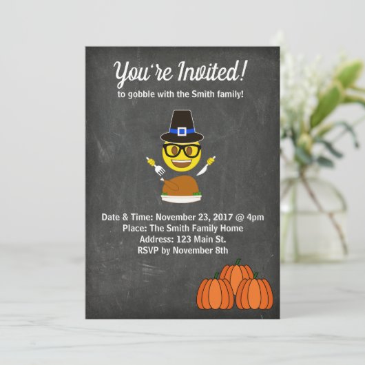 2017 Emoji Thanksgiving Uitnodiging (Staand voorkant)