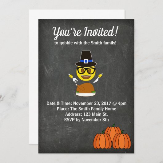 2017 Emoji Thanksgiving Uitnodiging (Voorkant / Achterkant)