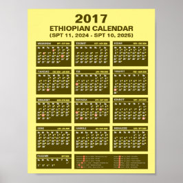 2017 Ethiopische kalender voor jaar 2024 en 2025 Poster