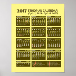 2017 Ethiopische Nieuwjaarskalender 2024/2025 Poster