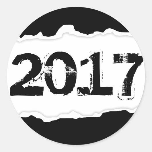 2017 (gescheurd papier) ronde sticker (Voorkant)
